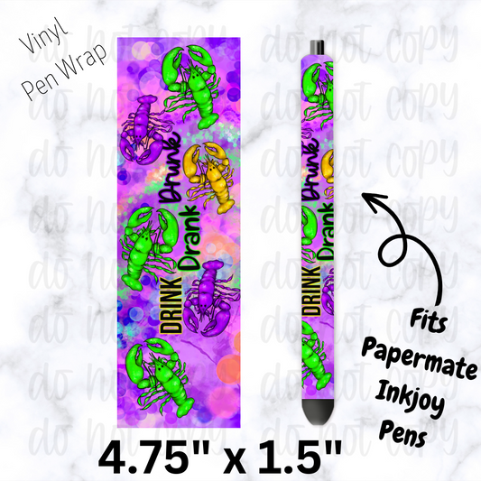 pw267 mardi gras lobster Pen Wrap