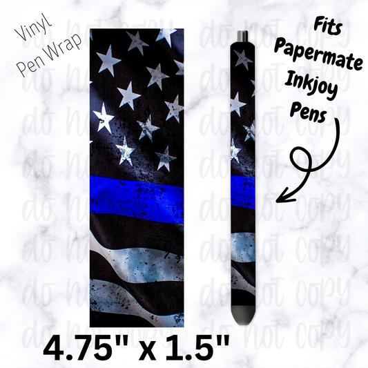 Blue Line Flag Pen Wrap