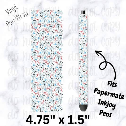 Blue Christmas doodles Pen Wrap