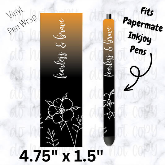 Fearless and Brave white flower Pen Wrap