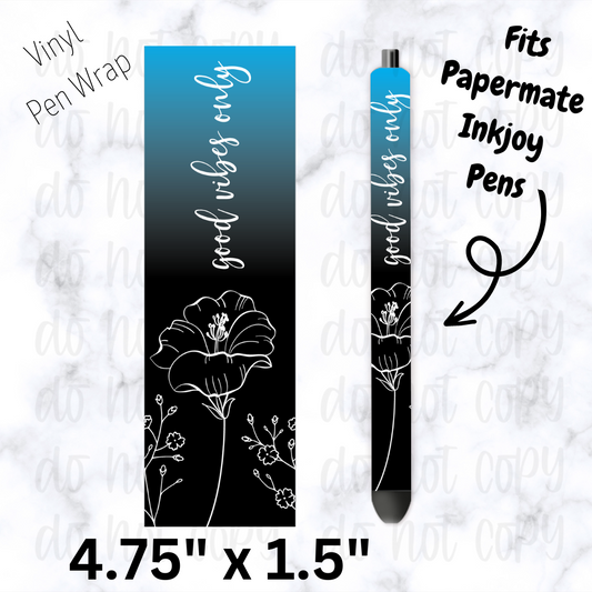 Good Vibes white flower Pen Wrap
