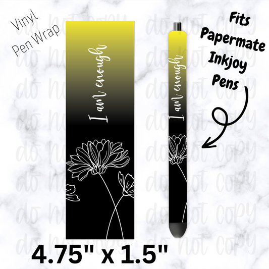 I am Enough white flower Pen Wrap