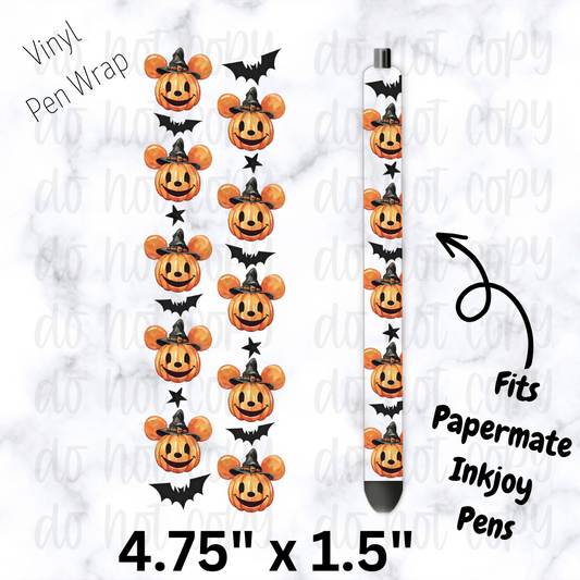 pw148 Mouse Pumpkin Witch Pen Wrap