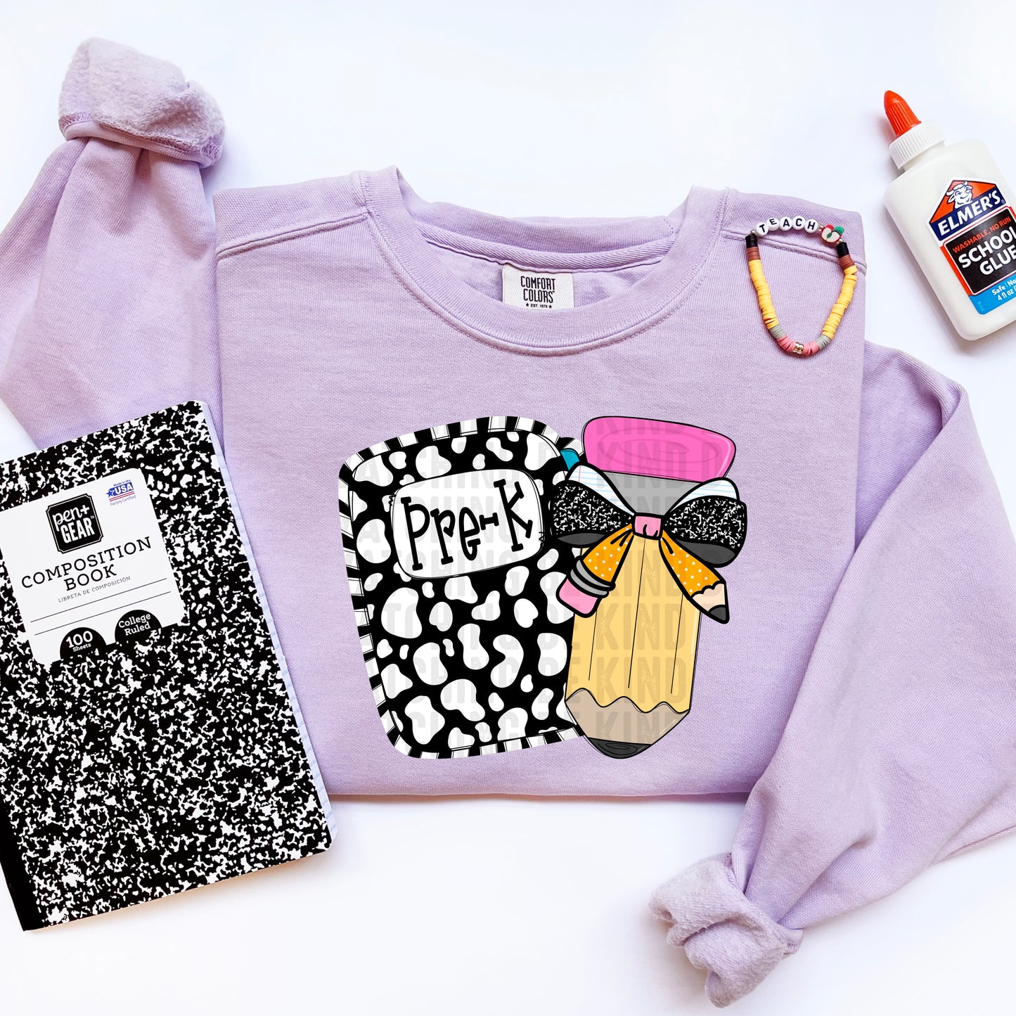 6102 - Pre-k notebook with pencil and bow * DTF Transfer