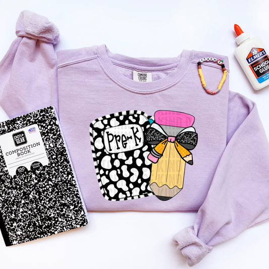 6102 - Pre-k notebook with pencil and bow * DTF Transfer