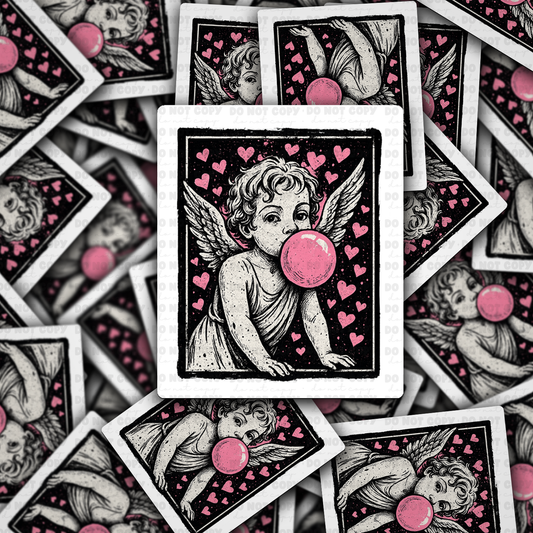 DS - 2413 Cupid blowing bubble Die Cut Sticker
