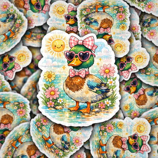 DS 2983 - Preppy duck summer lake Die Cut sticker