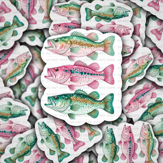 DS 2984 - Preppy glitter fish Die Cut sticker