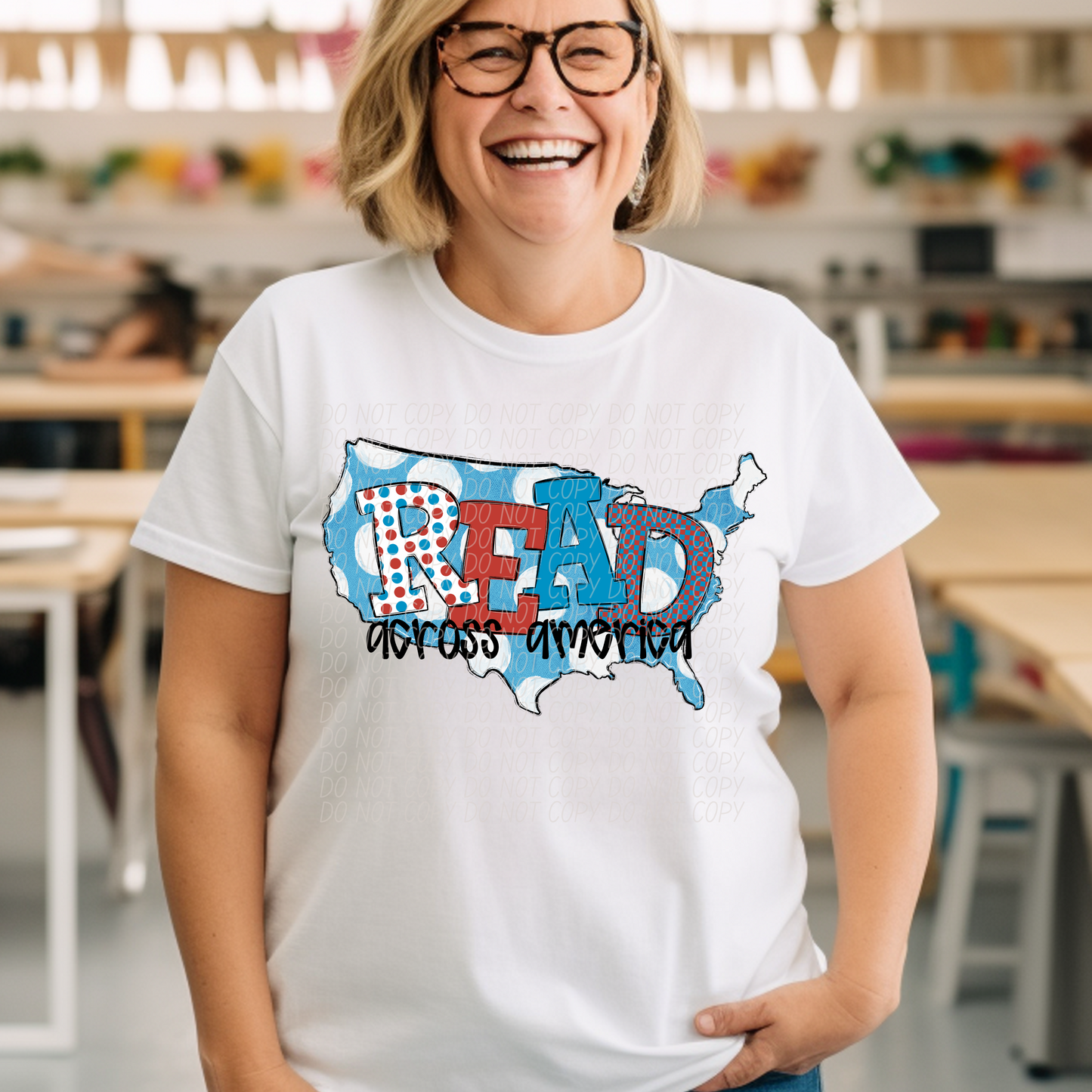5070 - Read across America blue map *DTF
