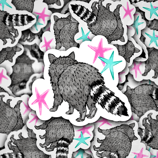 DS 2859 - Raccoon bottom Die Cut sticker