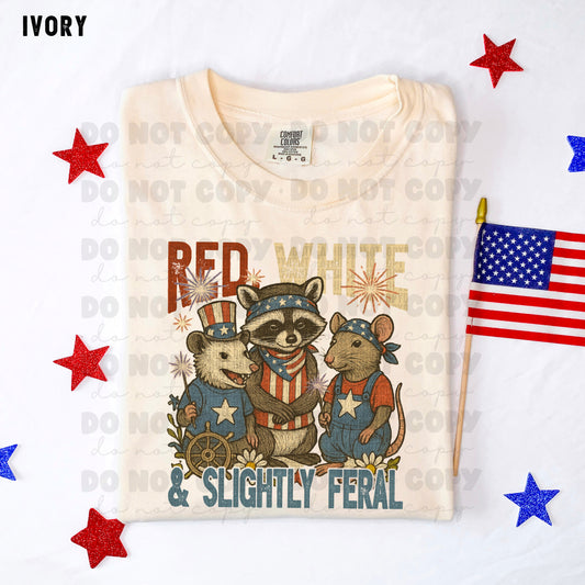 5992 - Red white and slightly feral *DTF Transfer