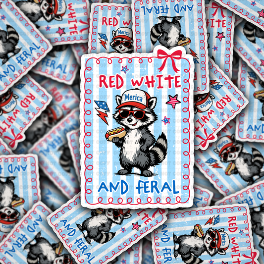 DS 2913 - Red white and feral Die Cut sticker