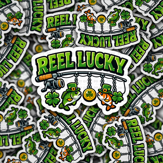 DS - 2614 Reel lucky fish Die Cut sticker