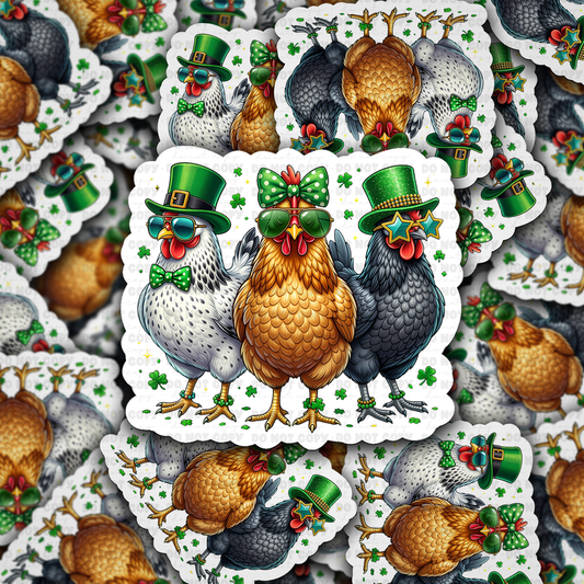 DS - 2626 St. Patrick's Chickens Die Cut sticker