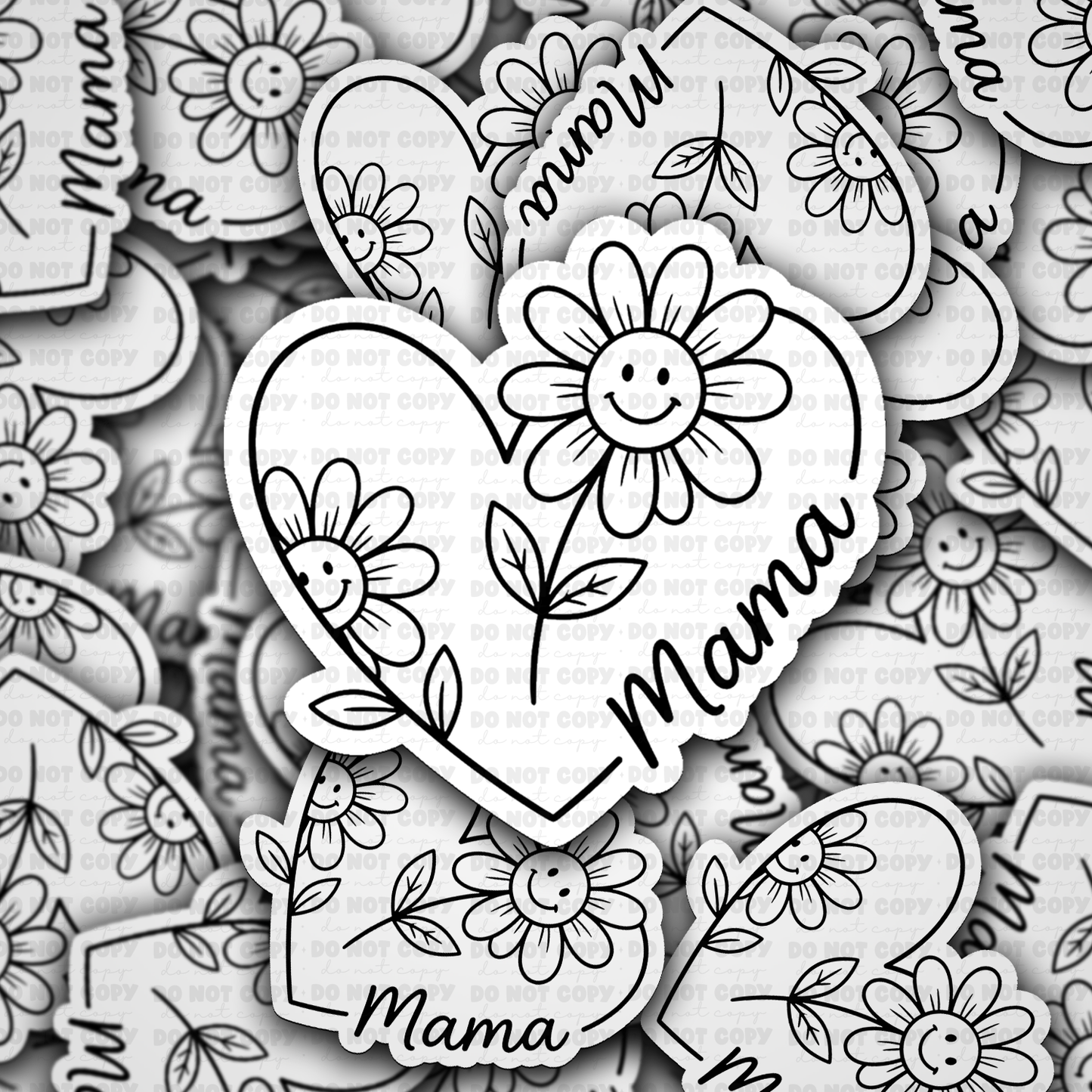 DS 2846 - Mama heart with flowers Die Cut sticker