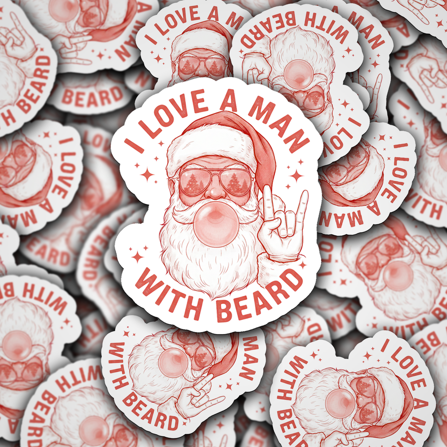 DC 2175 - I love a man with a beard Santa Die Cut Sticker