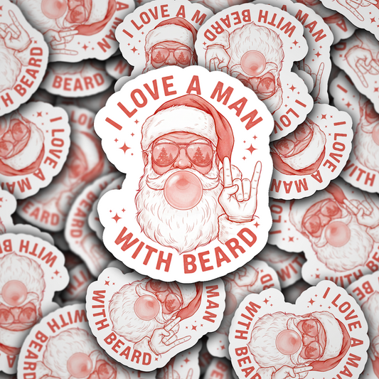 DC 2175 - I love a man with a beard Santa Die Cut Sticker