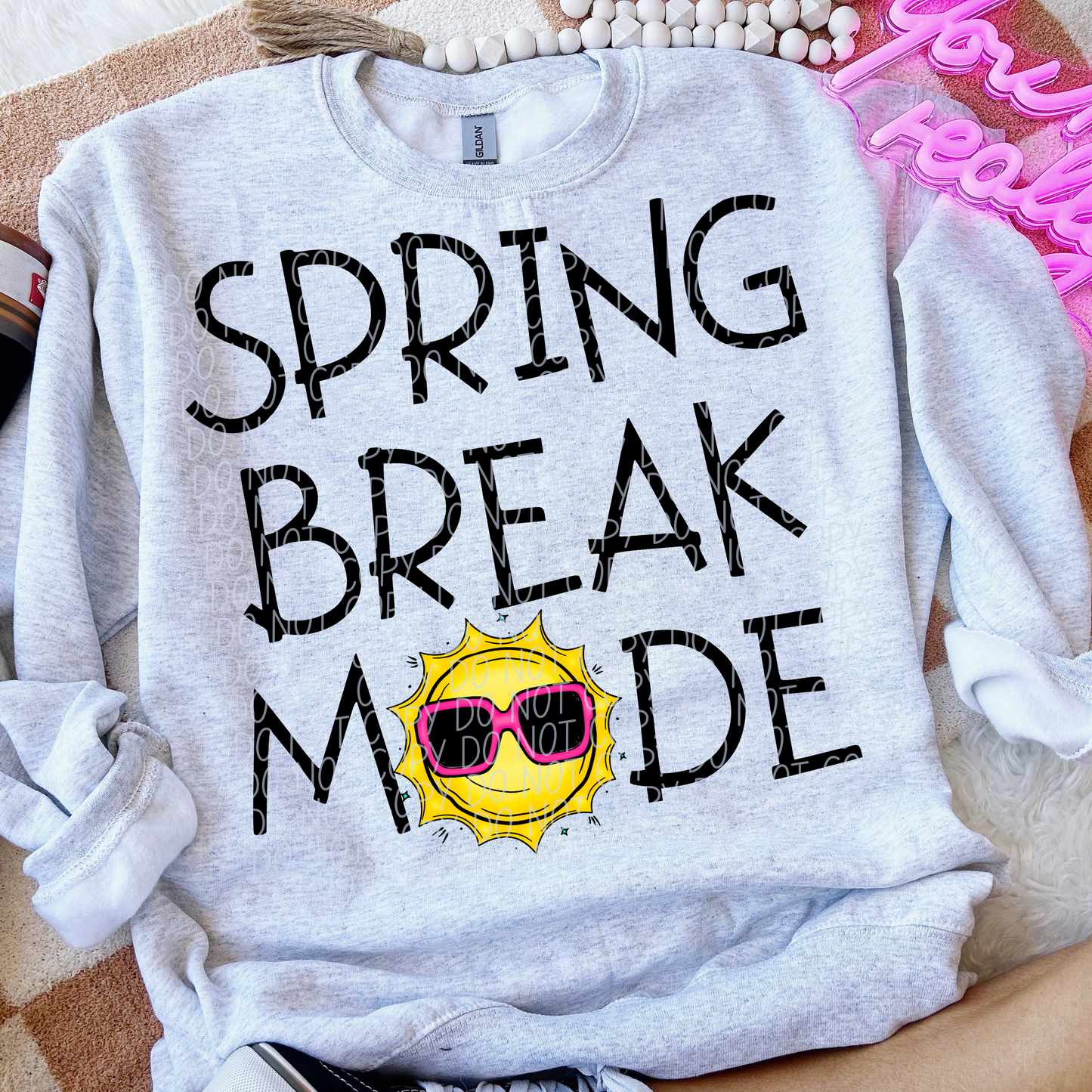 5255 - Spring break mode black letters *DTF