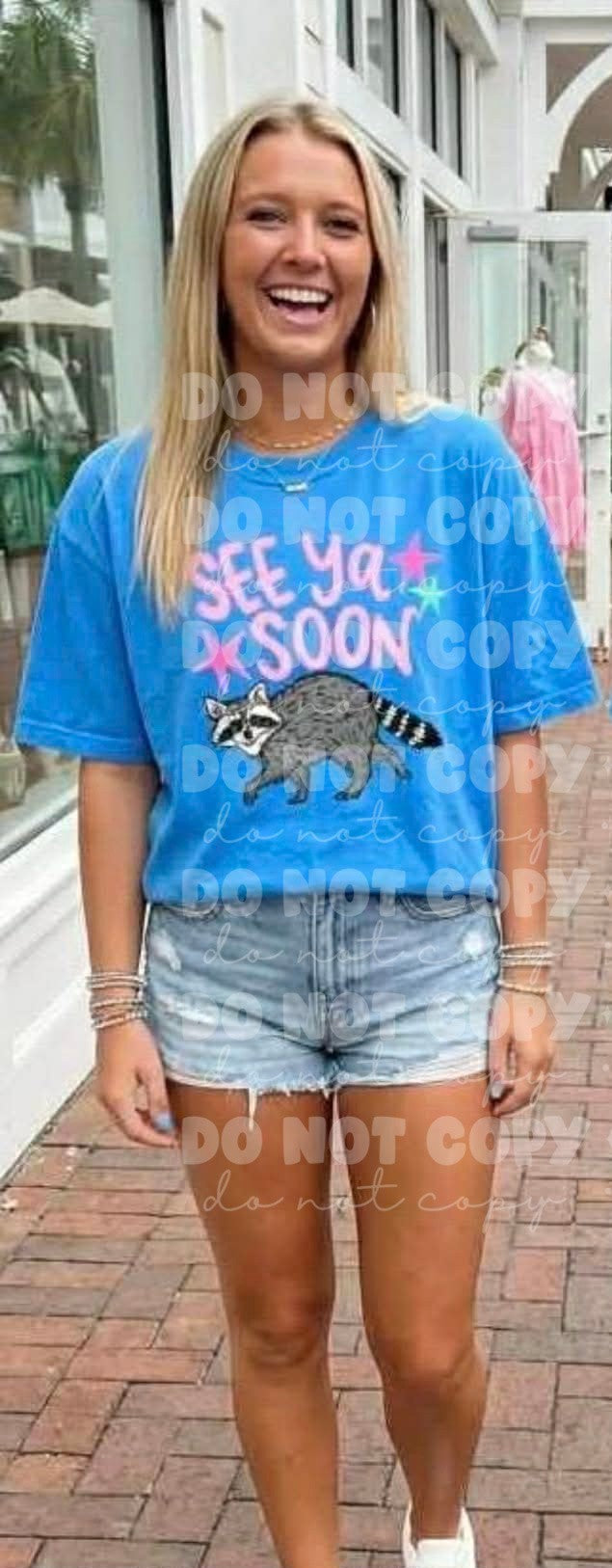 6791 - See ya soon Raccoon *FRONT ONLY *DTF Transfer