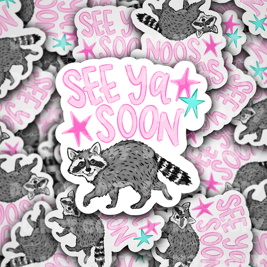 DS 2858 - See ya soon raccoon Die Cut sticker