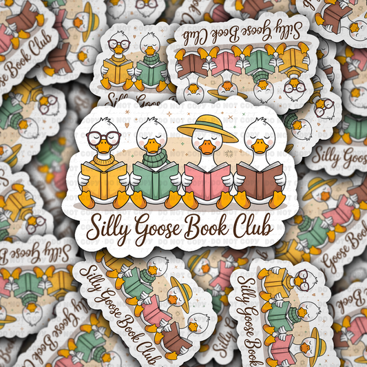 DS - 2585 Silly goose book club Die Cut Sticker