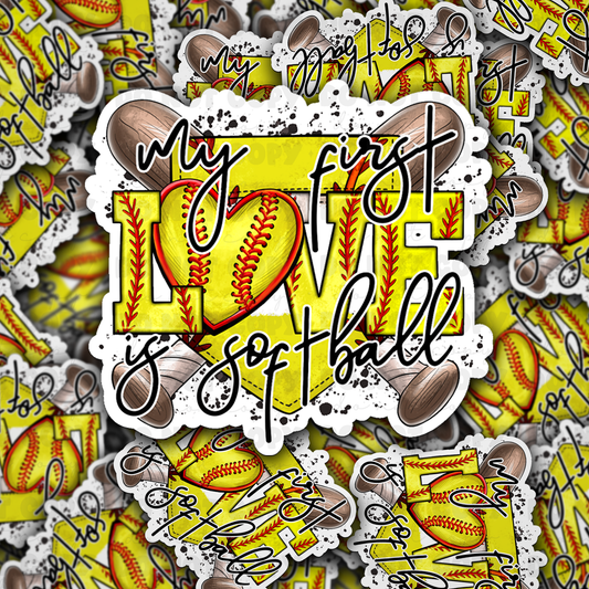 DC 1316 My first love is softball - die cut sticker