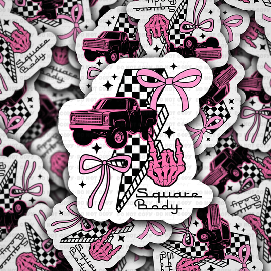 DC 1863 - Square body checkered Die Cut Sticker