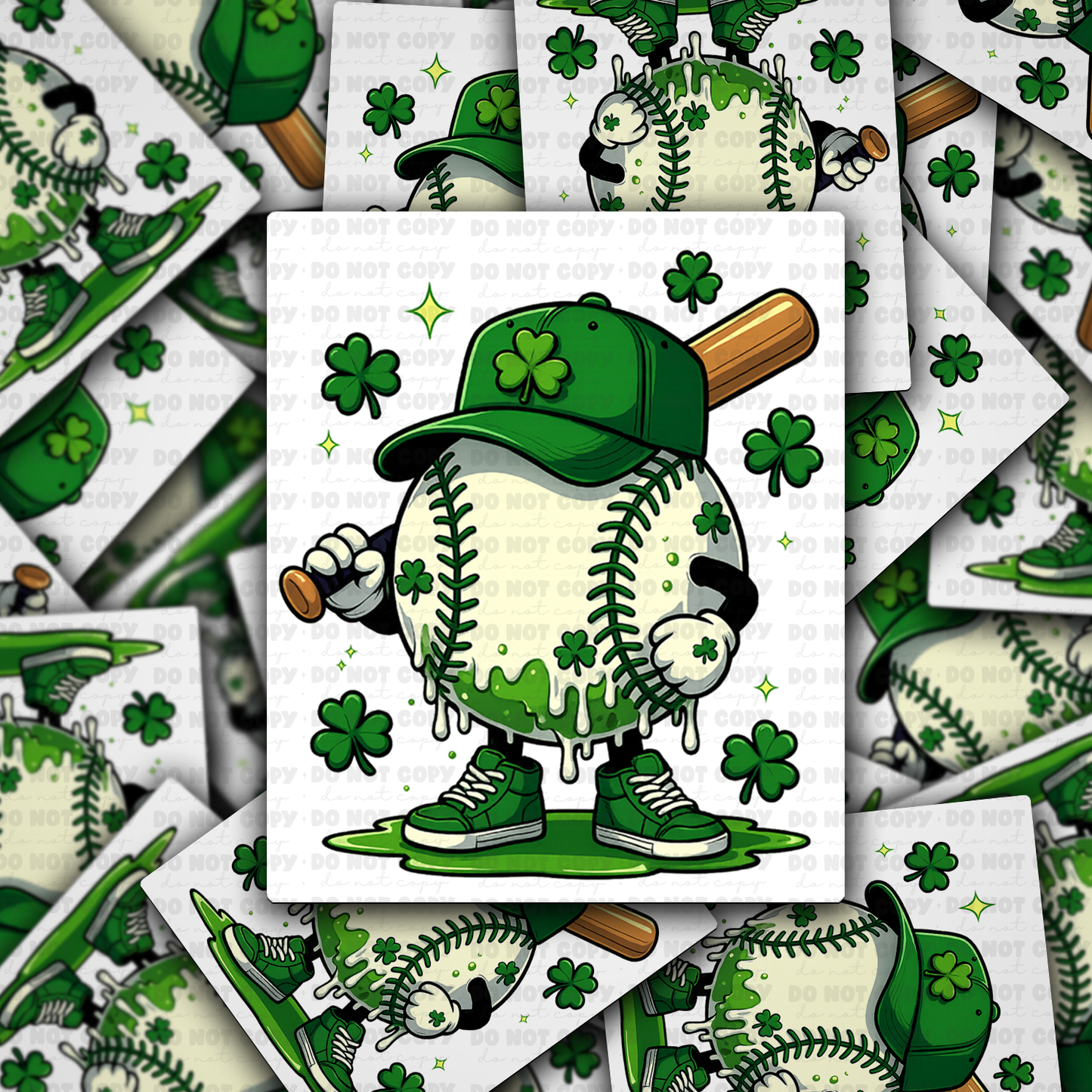 DS - 2627 Baseball drip St. Patrick's Die Cut sticker