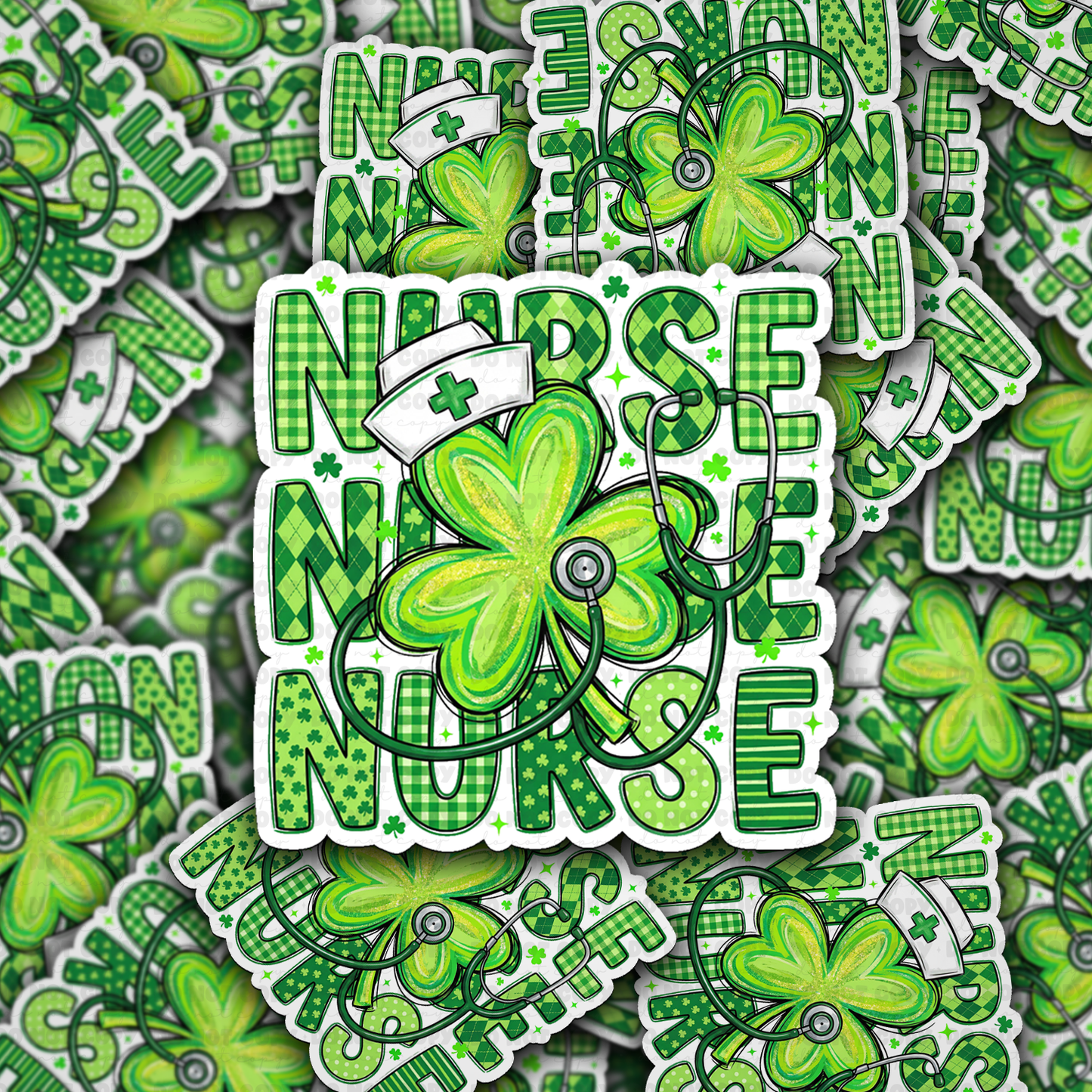 DS - 2629 Nurse shamrock clover Die Cut sticker