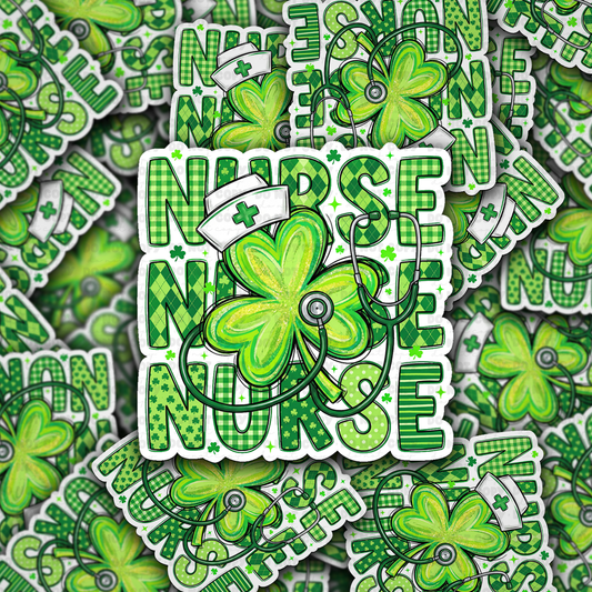 DS - 2629 Nurse shamrock clover Die Cut sticker