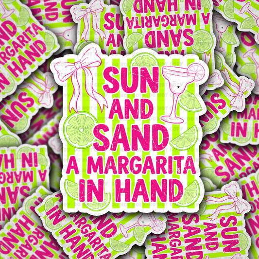 DS 2778  - Sun and sand a margarita in hand Die Cut sticker