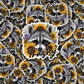 DC 1885 - Trashy racoon sunflower Die Cut Sticker