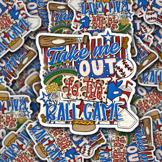 DS - 2652 Take me out to the ball game baseball Die Cut sticker
