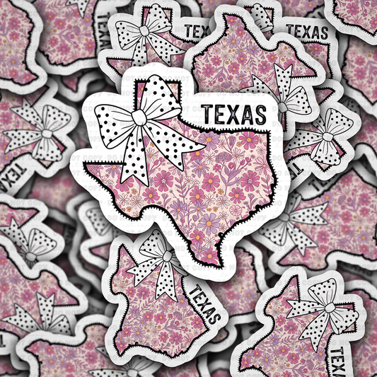 DC 2042 - Texas floral with bow Die Cut Sticker