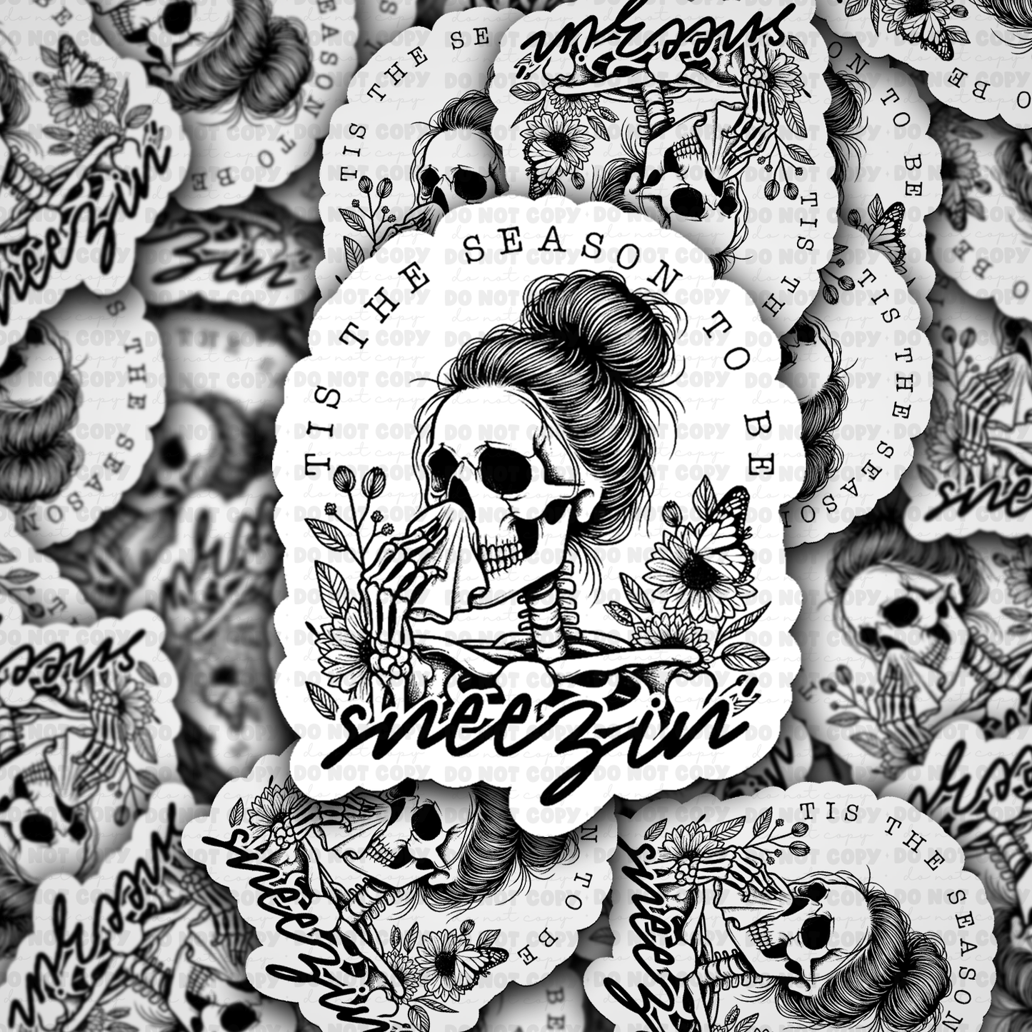 DS - 2641 It's the season to be sneezin Die Cut sticker