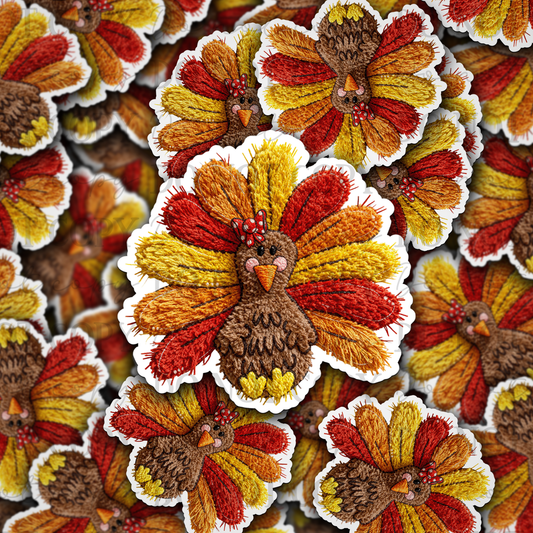 DC 2189 - Turkey faux yarn Die Cut Sticker