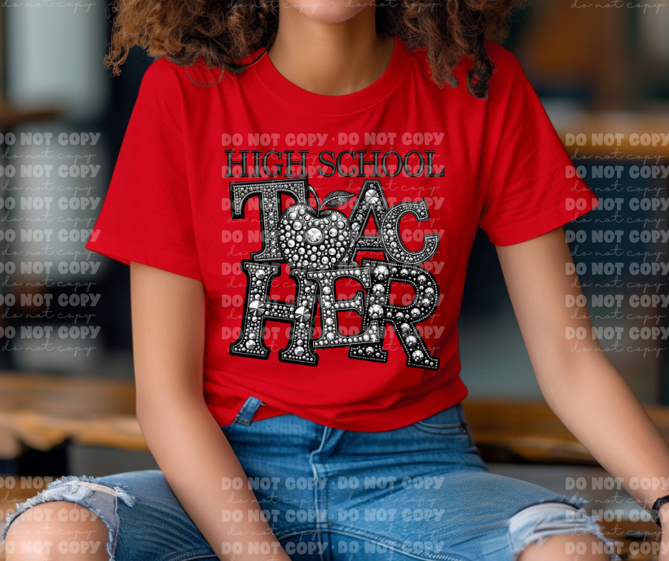 4273 High school teacher faux rhinestone *DREAM TRANSFER* DTF