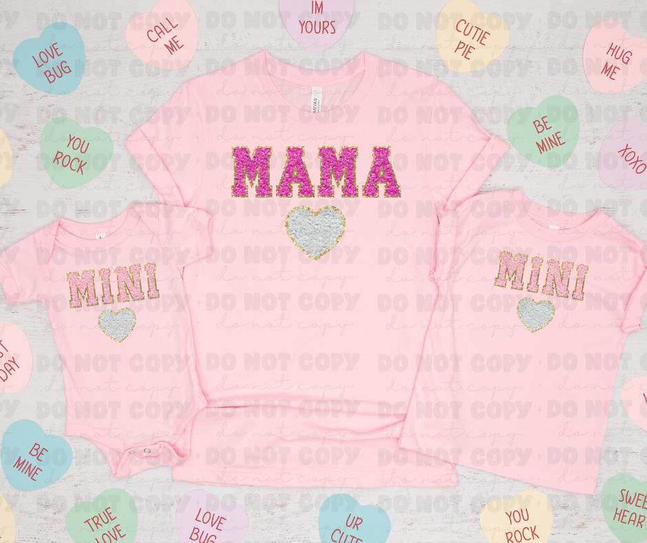3236 & 3237 Mama OR Mini pink and white CHOOSE YOUR DESIGN- *DREAM TRANSFER* DTF