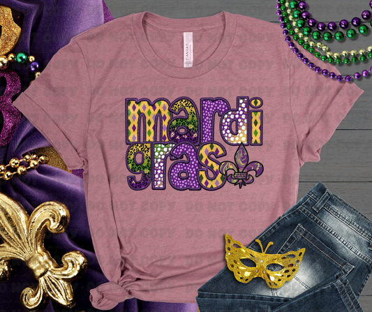 3326 Mardi Gras Faux Embroidery  *DREAM TRANSFER* DTF