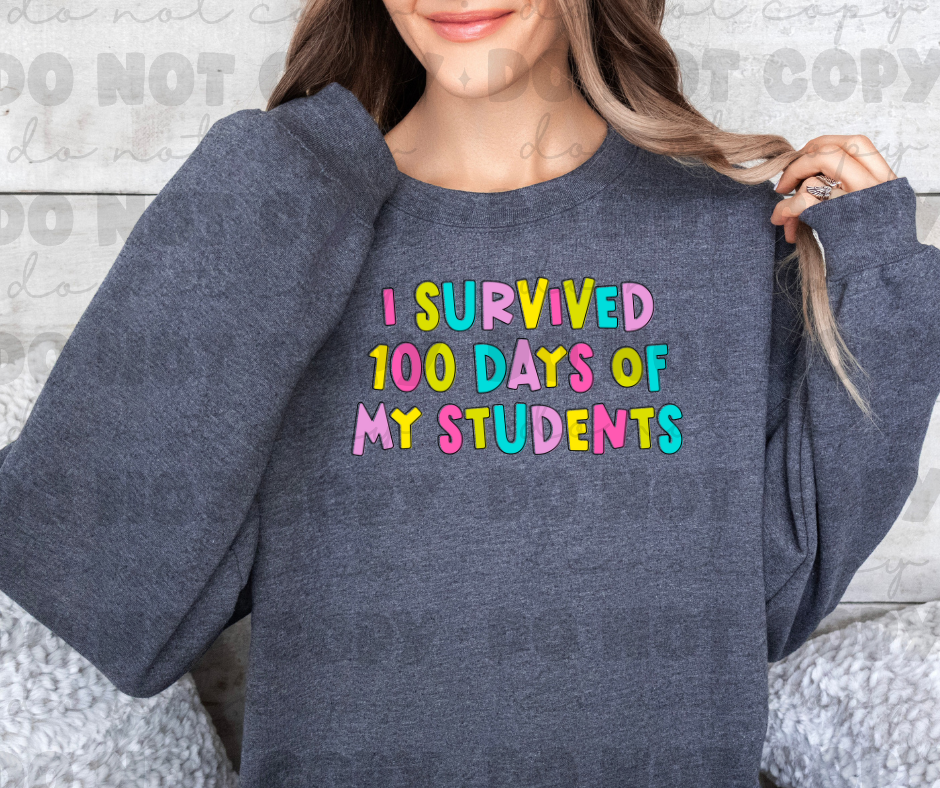 3293 Survived 100 Days Of My Students Pastel *DREAM TRANSFER* DTF
