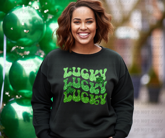 3561 Sequin Lucky Green Shamrocks DREAM TRANSFER* DTF