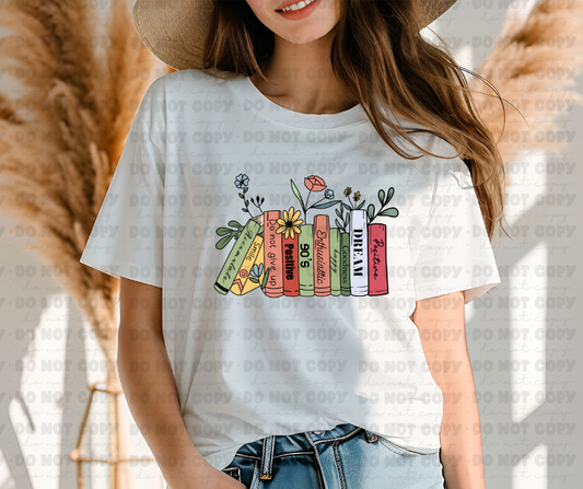 3514 Booktrovert books with flowers*DREAM TRANSFER* DTF