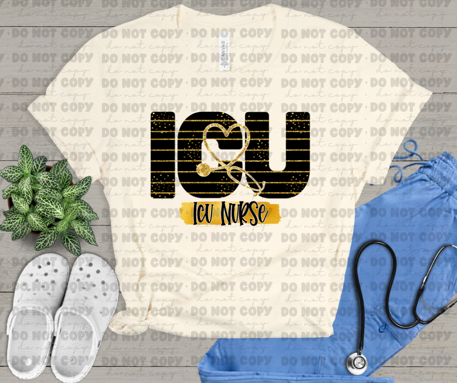 3593 ICU nurse black goldDREAM TRANSFER* DTF