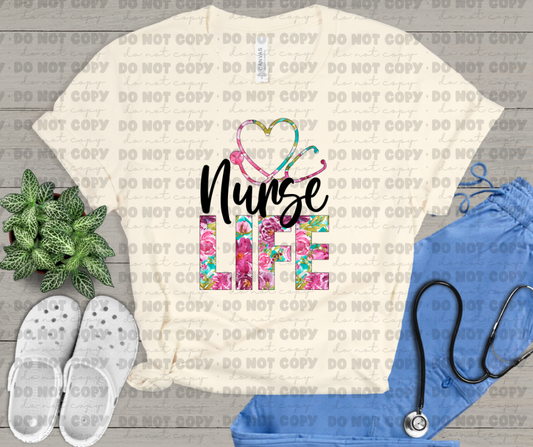 3597 Nurse life floral DREAM TRANSFER* DTF