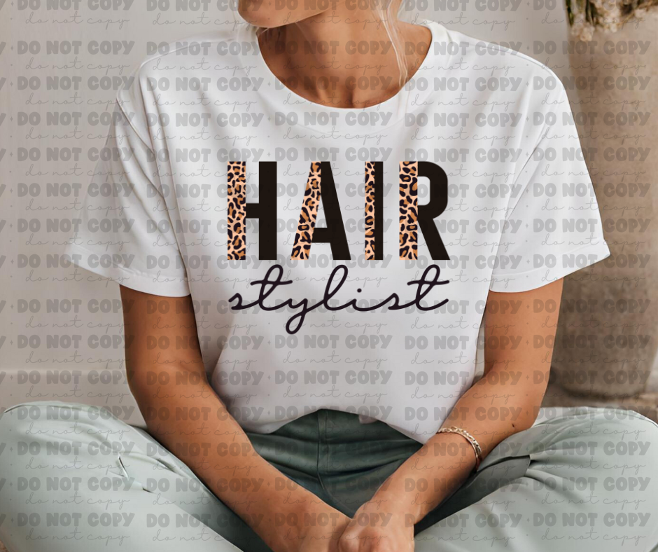 3616 Hair stylist half leopard black DREAM TRANSFER* DTF