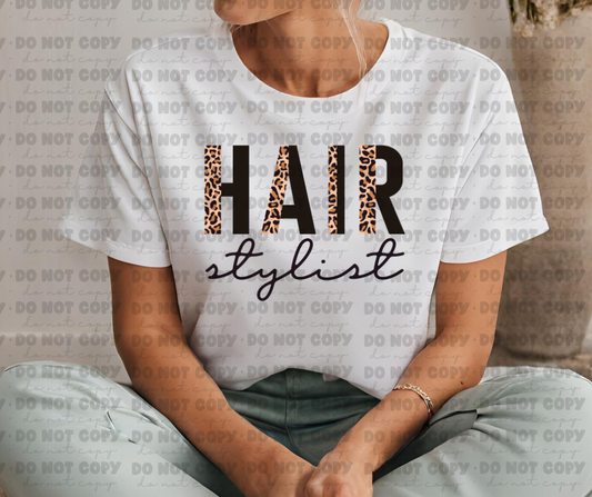 3616 Hair stylist half leopard black DREAM TRANSFER* DTF