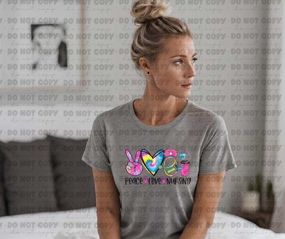 3650 peace love nursing colorful DREAM TRANSFER* DTF