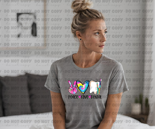 3654 peace love dental colorful DREAM TRANSFER* DTF