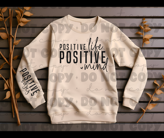 3680 Positive life Positive Mind positive vibes with sleeve *DREAM TRANSFER* DTF