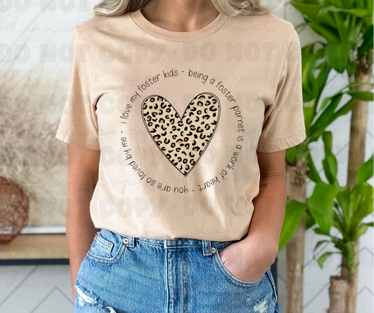 3767 Foster mom leopard print heart tan DREAM TRANSFER* DTF